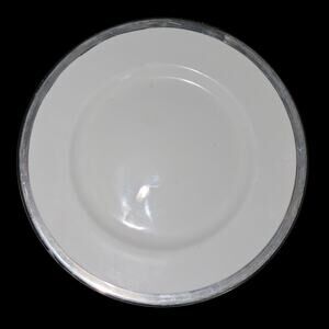 W H Grindley White Ironstone Bread Plates Silver Rim Set 3 England
